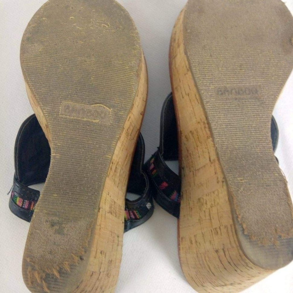 Bamboo Vesper Size 7 Black Wedge Sandals Shoes - Picture 5 of 5
